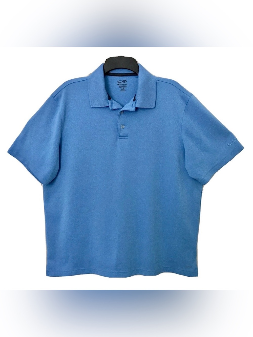 Champion Duo Dry Mens Large Medium Blue Short Sleeve Golf Polo Shirt